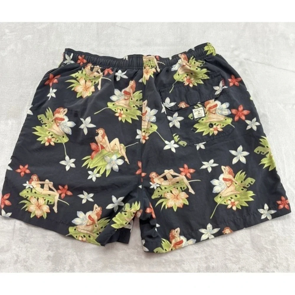 VTG Tommy Bahama Swim Trunk Short Men XL Gray Tropical Floral Mesh Lined Nylon - Picture 2 of 16